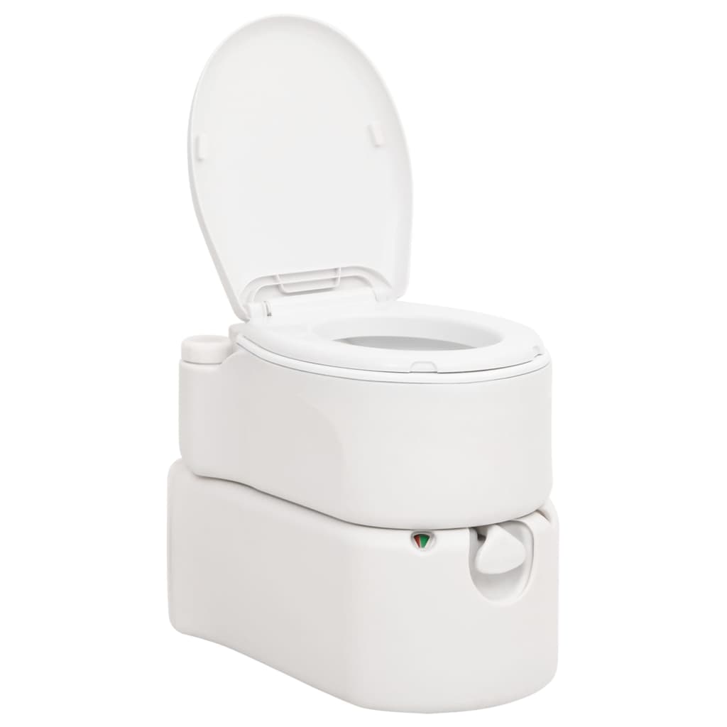 Detail van het vidaXL campingtoilet met open deksel en draaibare gietmond.