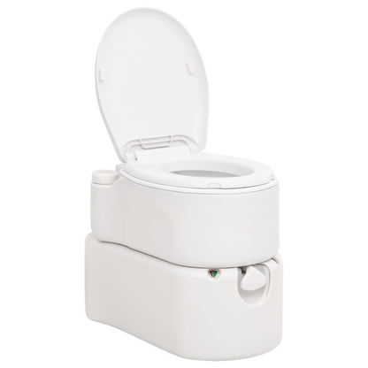 Detail van het vidaXL campingtoilet met open deksel en draaibare gietmond.