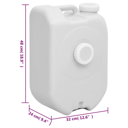 Zijaanzicht van de vidaXL draagbare watertank van 24 L met handgreep en wateruitlaat.