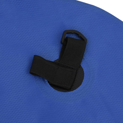 Detail van de blauwe vidaXL campingdouchezak met bevestigingslus en ventiel.