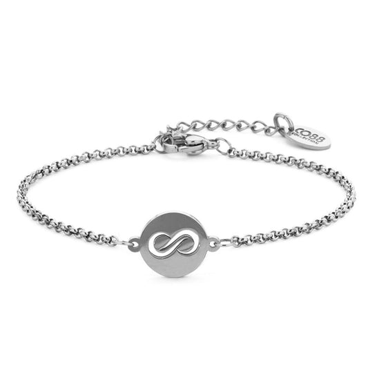 Zilverkleurige CO88 Collection armband met een elegant oneindigheidssymbool.