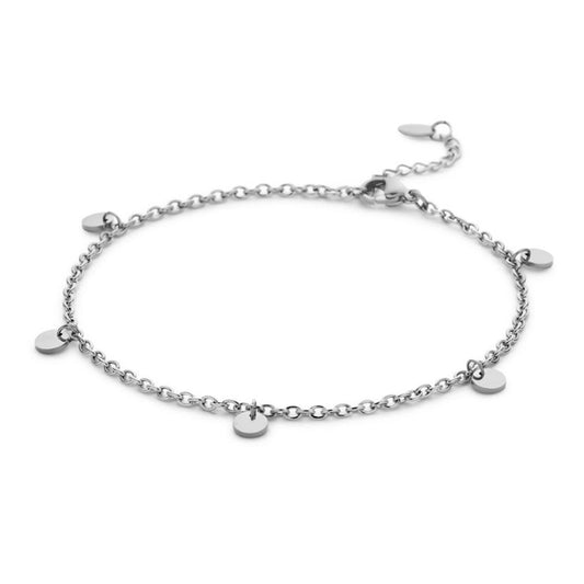 Zilverkleurige CO88 Collection armband met elegante schijfjes en verfijnd ontwerp.