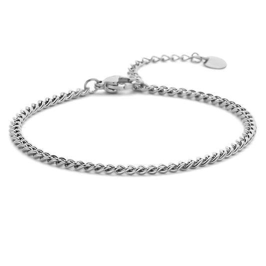 Zilverkleurige CO88 Collection armband met een elegante gedraaide schakelstructuur.