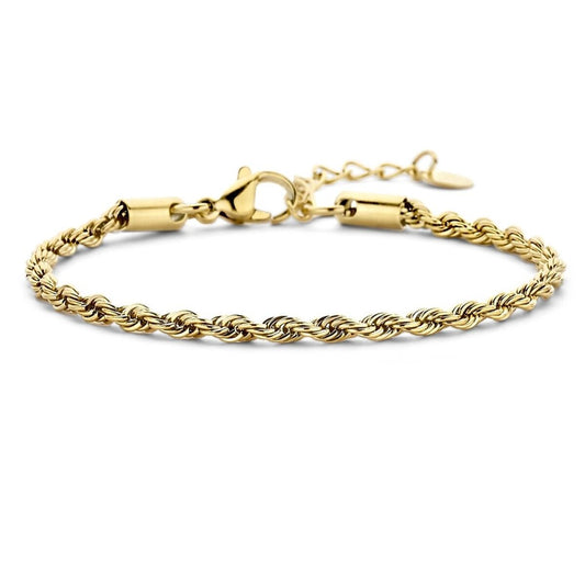 Gouden CO88 Collection armband voor dames met elegante gedraaide schakelontwerp.