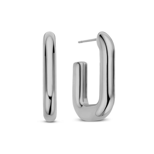 Zilverkleurige CO88 Collection oorbellen met een elegante, moderne vorm.
