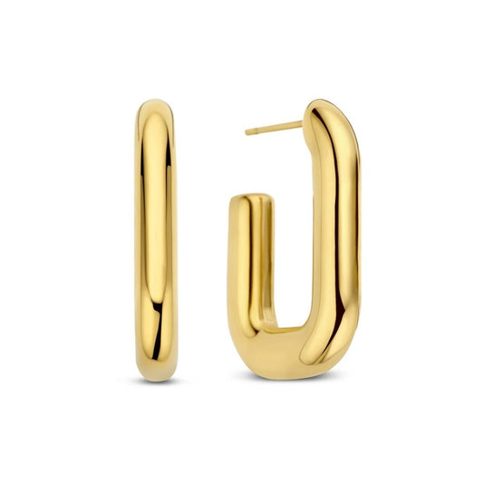 Gouden CO88 Collection oorbellen met elegante, verfijnde afwerking en unieke vorm.