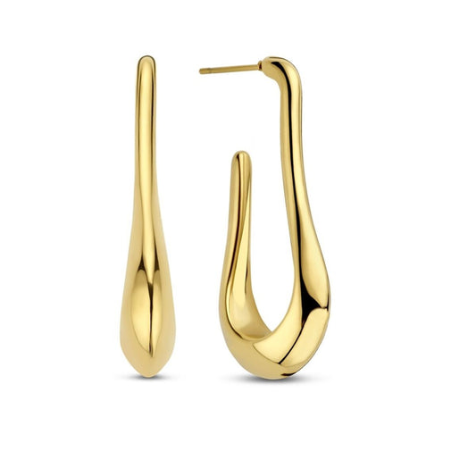 Gouden elegante oorbellen van CO88 Collection met een verfijnd, golvend ontwerp.