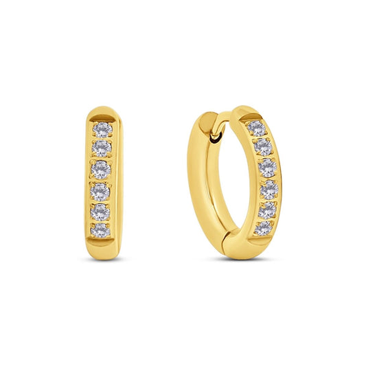 Gouden CO88 Collection oorbellen met elegante strass-steentjes in een verfijnd ontwerp.