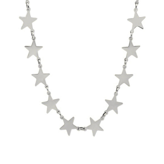 Zilverkleurige CO88 Collection ketting met sterren, tijdloos design voor dames.