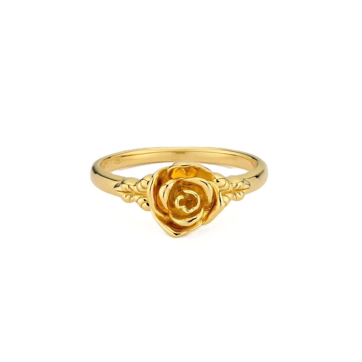 Elegant 24KAE ring voor dames met een gouden rozenontwerp.