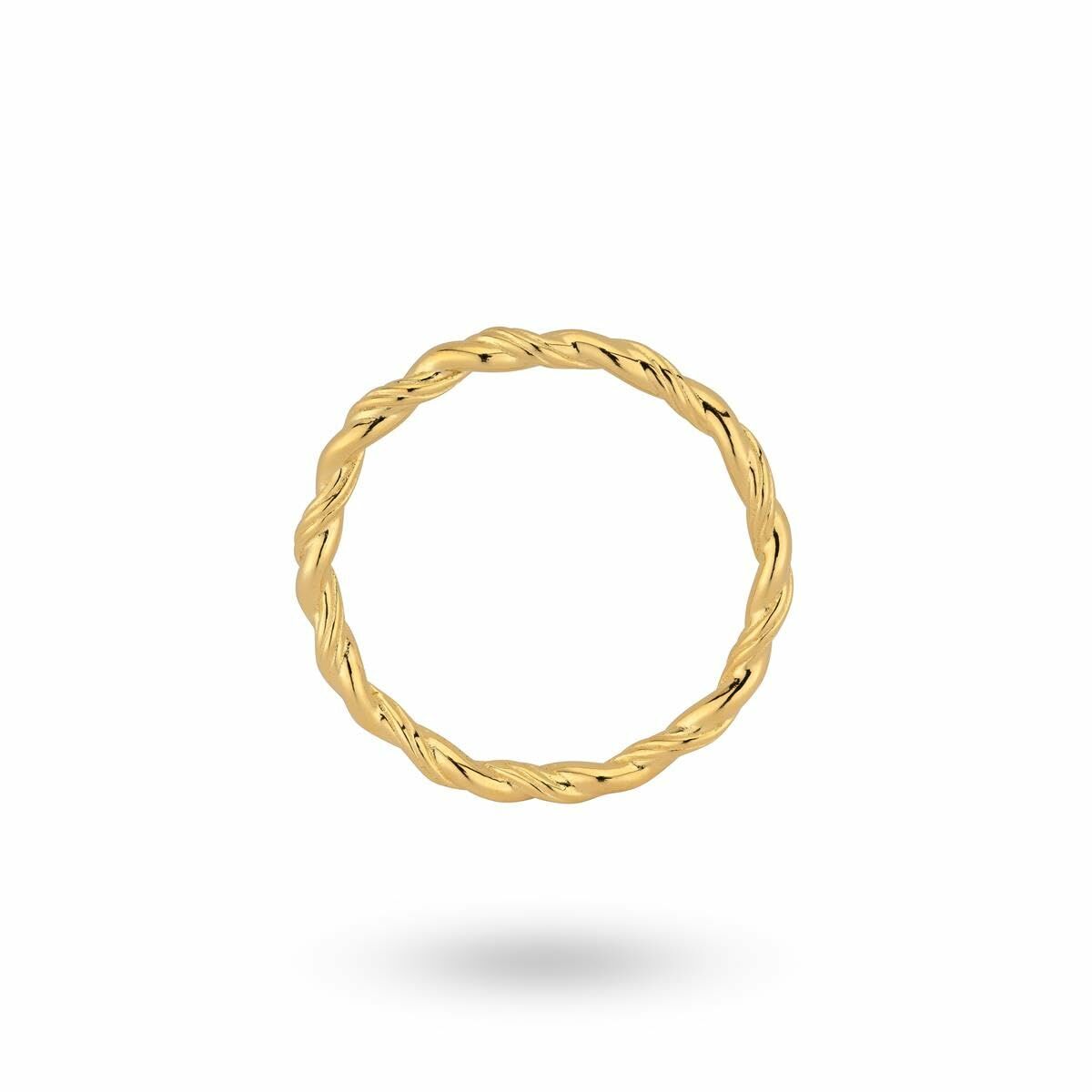 24KAE damesring in 14-karaats goud met een elegant gedraaid ontwerp.