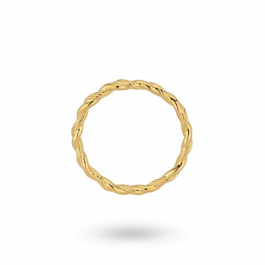 24KAE damesring in 14-karaats goud met een elegant gedraaid ontwerp.