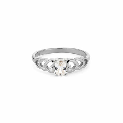 Zilverkleurige 24KAE ring voor dames met een elegant ontwerp en een centrale steen.