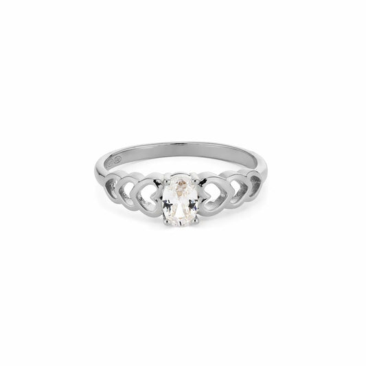 Zilverkleurige 24KAE ring voor dames met een elegant ontwerp en een centrale steen.