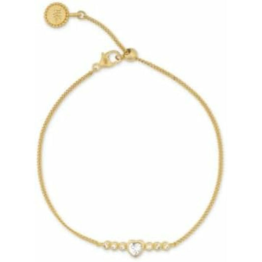 Elegante 24KAE gouden armband voor dames met hartvormige detail en glinsterende steen.