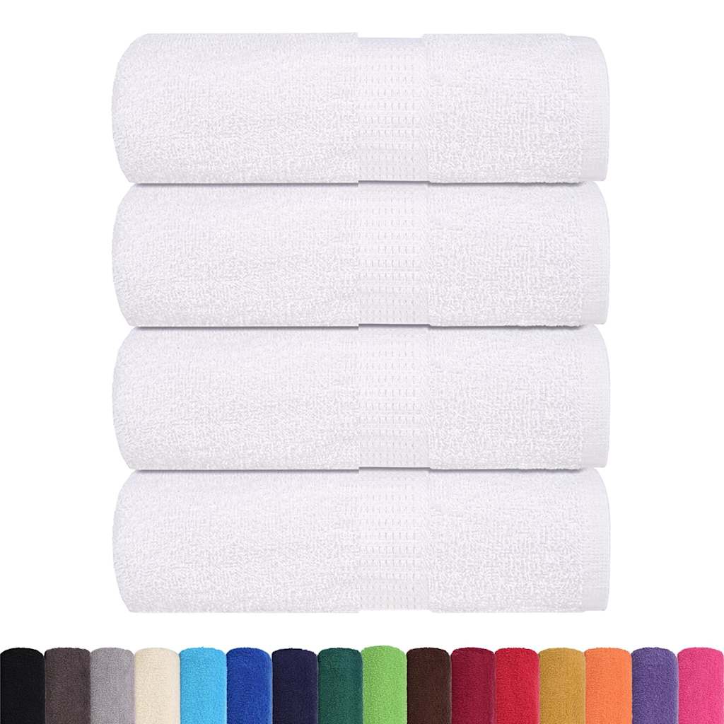 Detail van vier witte vidaXL FROGN washandjes, gestapeld met textuur zichtbaar.