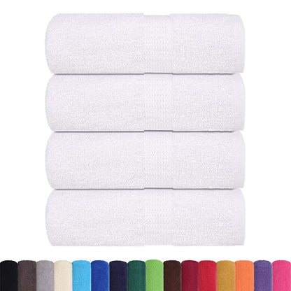 Detail van vier witte vidaXL FROGN washandjes, gestapeld met textuur zichtbaar.