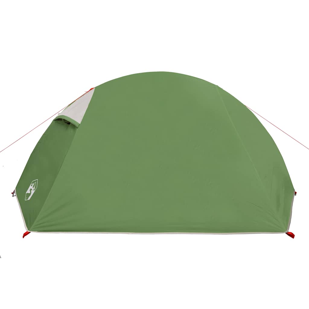 Zijaanzicht van de groene vidaXL koepeltent, met een gladde, waterdichte buitenkant.