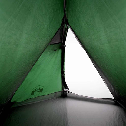 Detail van de binnenkant van de vidaXL koepeltent, met groene wanden en ventilatieopening.