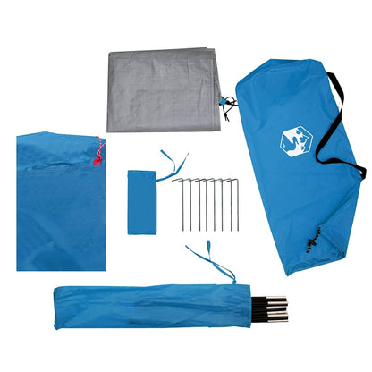 Detail van de accessoires van de vidaXL koepeltent, inclusief stokken en haringen.