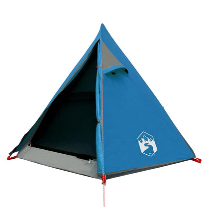 Detail van de vidaXL koepeltent in blauw met open ingang en waterdichte stof.