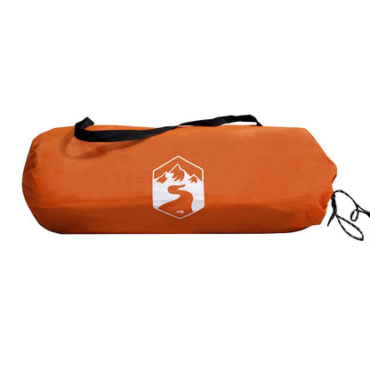 Grijze vidaXL koepeltent voor twee personen in een oranje opbergtas, zijaanzicht.
