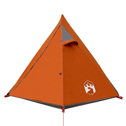 Detail van de grijze en oranje vidaXL koepeltent met waterdichte stof en ventilatieopening.