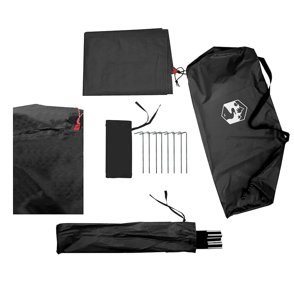 Accessoires van de vidaXL 2-persoons koepeltent, inclusief stokken en haringen in zwart.