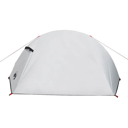 Zijaanzicht van de vidaXL 2-persoons koepeltent in waterdicht wit met ventilatieopening.