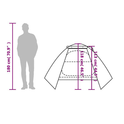 Detailtekening van de vidaXL 2-persoons koepeltent met afmetingen en ontwerp.