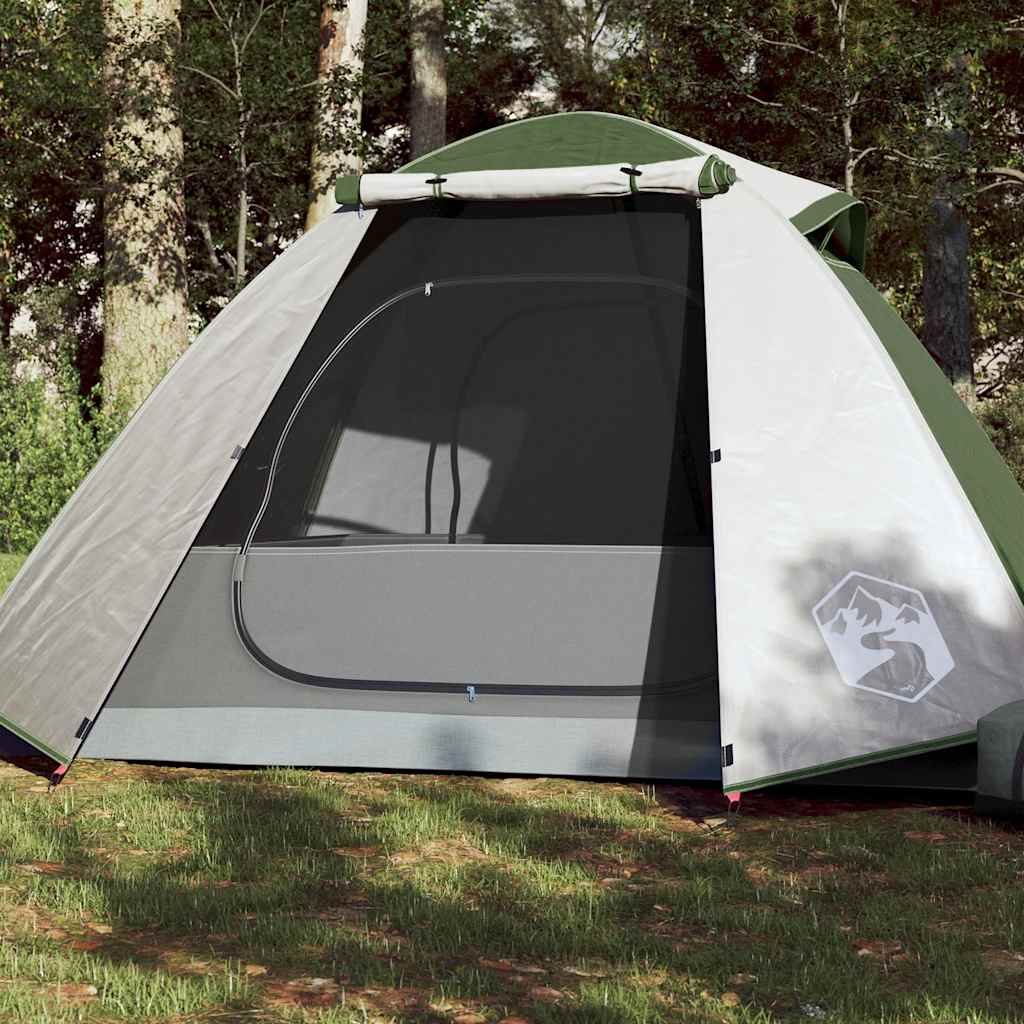 Groene vidaXL koepeltent voor 2 personen met waterdichte ingang en ventilatierooster.