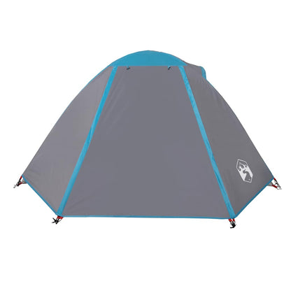 Zijaanzicht van de vidaXL koepeltent in blauw en grijs, waterdicht ontwerp.