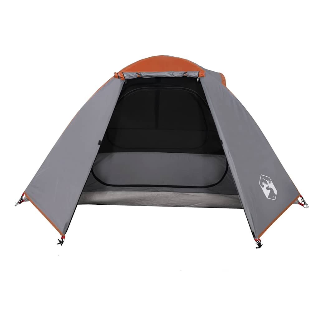 Detail van de vidaXL koepeltent in oranje met grijze zijwanden en insectenbescherming.