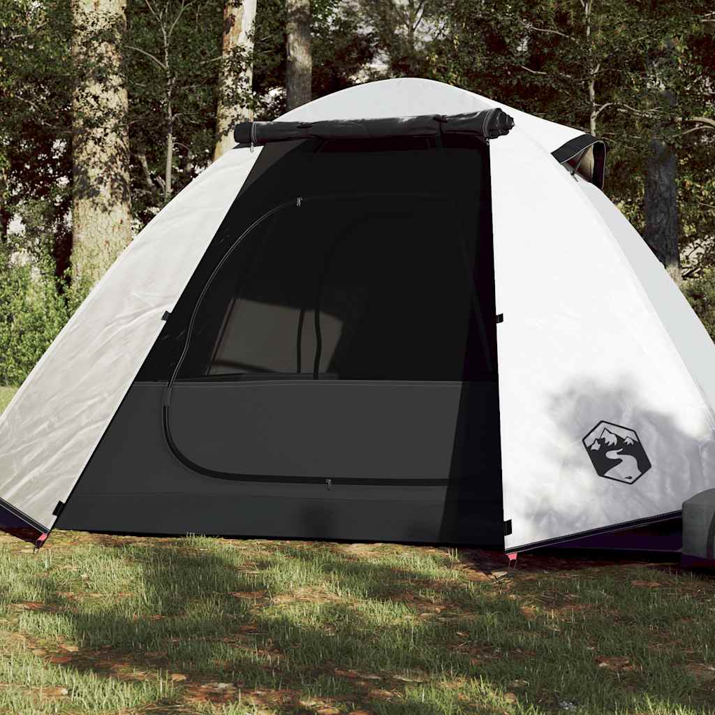 Koepeltent vidaXL 2-persoons in wit met verduisteringsdoek en gaaswanden.