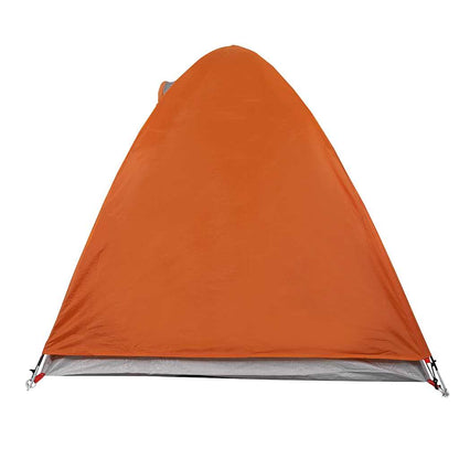 Zijaanzicht van de oranje vidaXL koepeltent, waterdicht en geschikt voor twee personen.