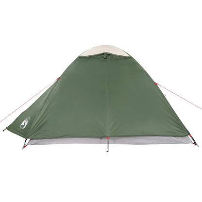 Achteraanzicht van de vidaXL koepeltent in groen, met waterdichte bekleding en ventilatierooster.
