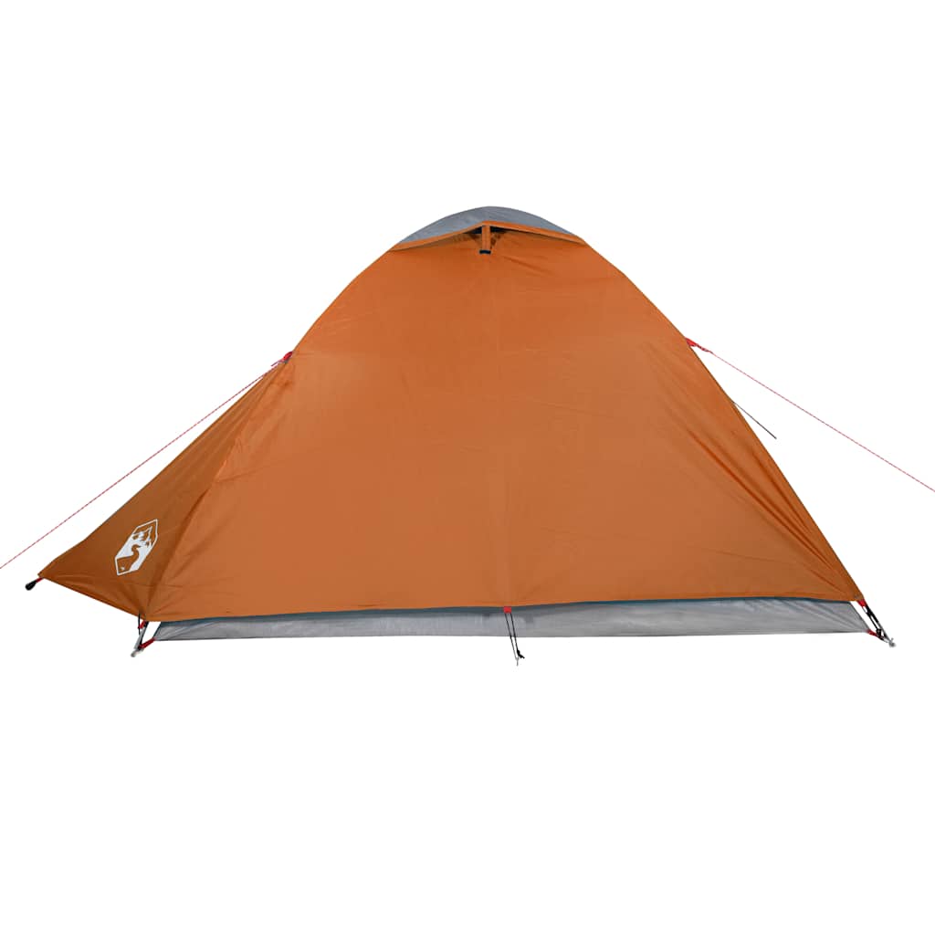 Zijaanzicht van de vidaXL koepeltent 3-persoons, waterdicht in oranje kleur.