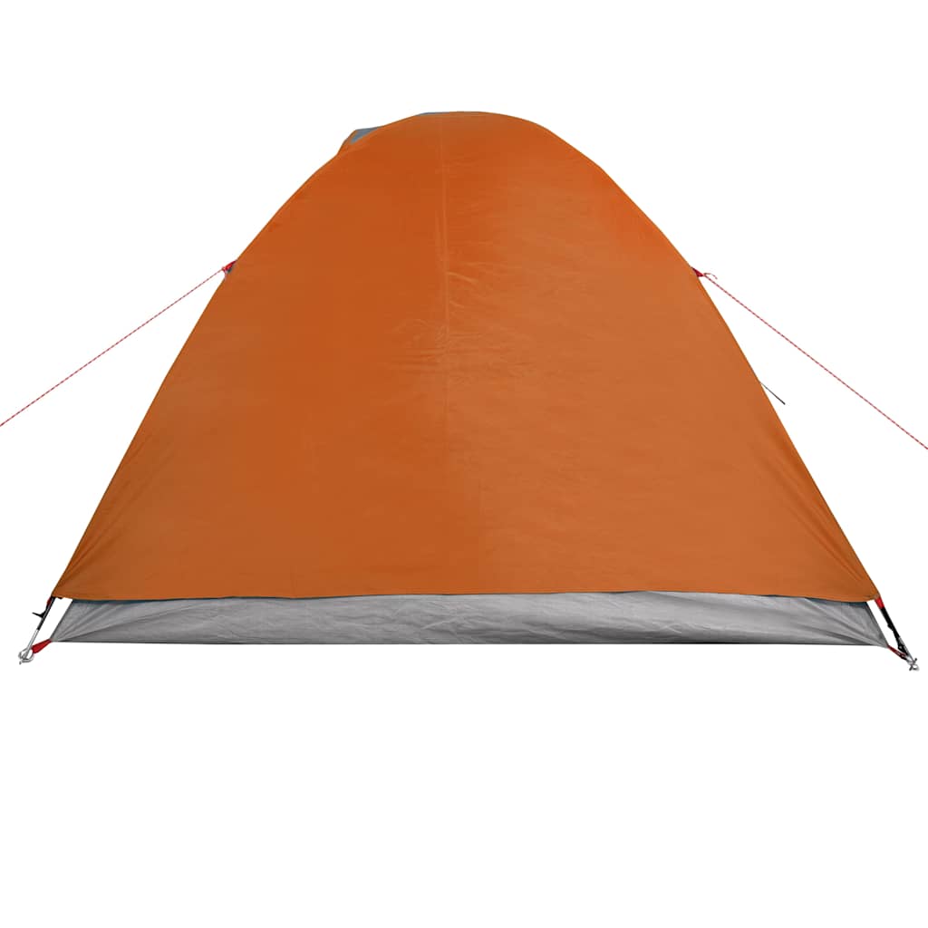 Detail van de oranje vidaXL koepeltent met waterdichte bovenkant en ventilatieopening.