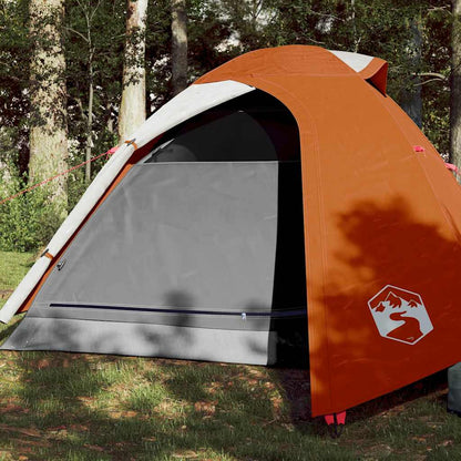 Oranje vidaXL koepeltent met waterdichte bekleding en gaasventilatie, zijaanzicht.