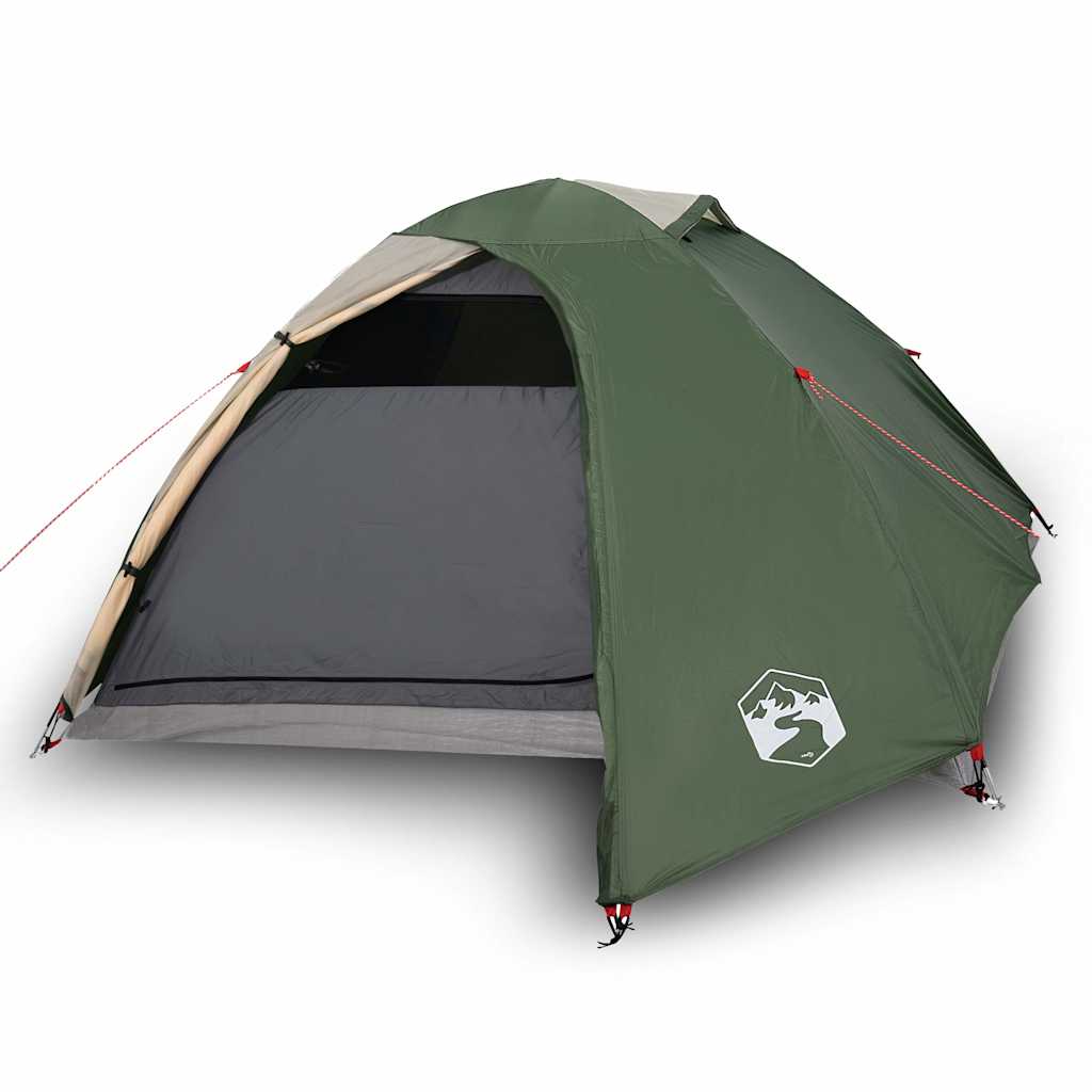 Detail van de vidaXL koepeltent in groen, zijaanzicht met open ingang.