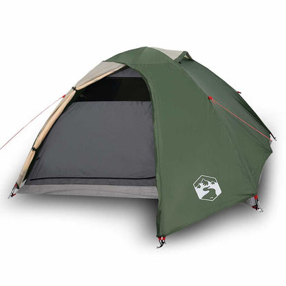Detail van de vidaXL koepeltent in groen, zijaanzicht met open ingang.