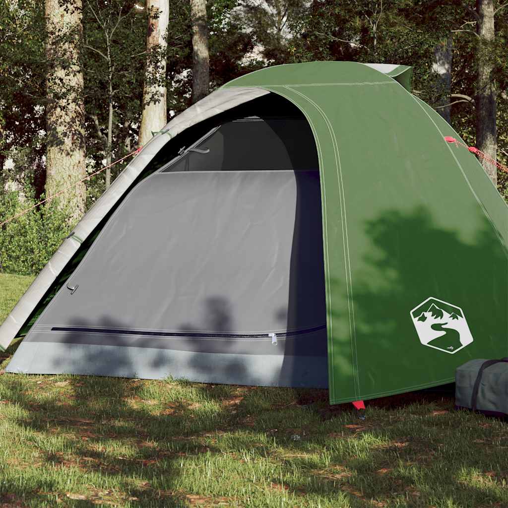 Groene vidaXL koepeltent voor 4 personen met waterdicht ontwerp, zijaanzicht in de natuur.