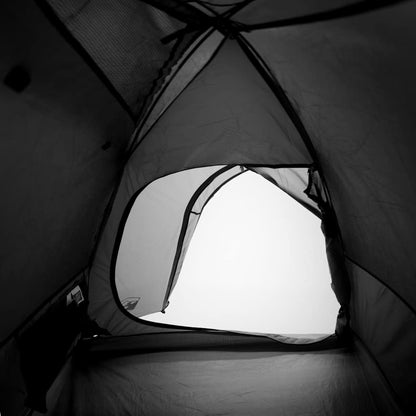 Detail van de verduisterende binnentent met ventilatierooster van de vidaXL koepeltent.