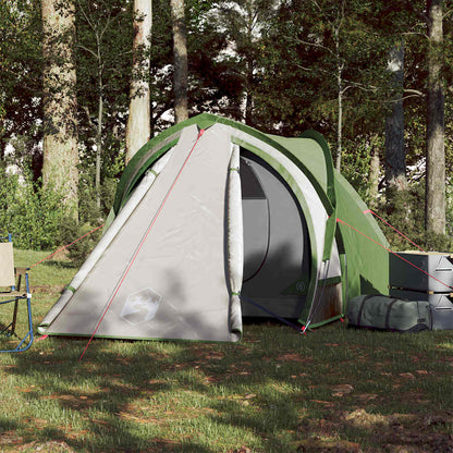 Detail van de vidaXL koepeltent in groen, zijaanzicht met open ingang en waterdichte stof.
