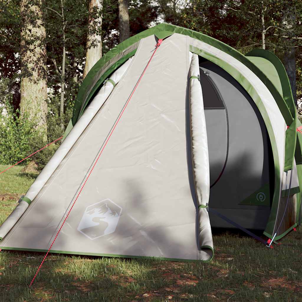 Koepeltent vidaXL 2-persoons in groen met waterdichte ingang en ventilatierooster.