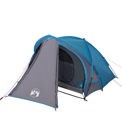 Detail van de vidaXL koepeltent in blauw, met open ingang en ventilatierooster.