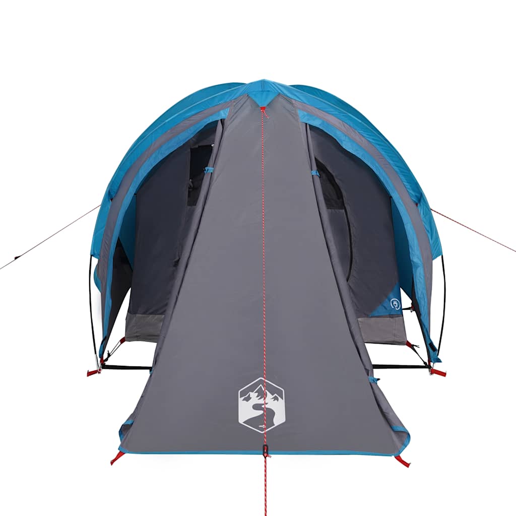 Detail van de vidaXL koepeltent in blauw met waterdichte ingang en ventilatieopeningen.