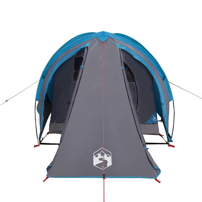 Detail van de vidaXL koepeltent in blauw met waterdichte ingang en ventilatieopeningen.