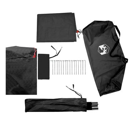 Zwart tentaccessoirepakket van vidaXL met haringen en draagtas.