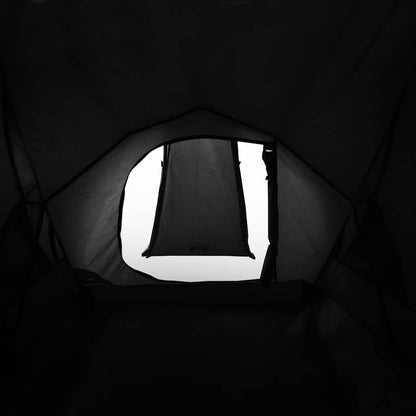 Detail van de verduisterende tentdoek met open ventilatierooster van de vidaXL koepeltent.